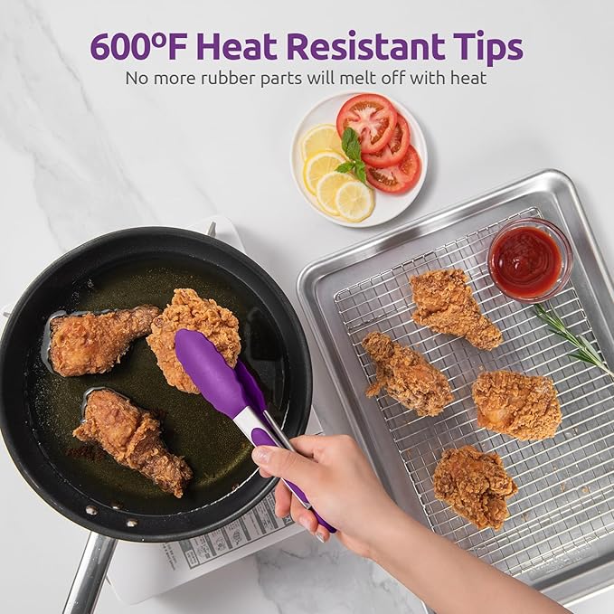 U-Taste Kitchen Tong for Cooking, 600ºF Heat-Resistant Tps, 7in/Purple