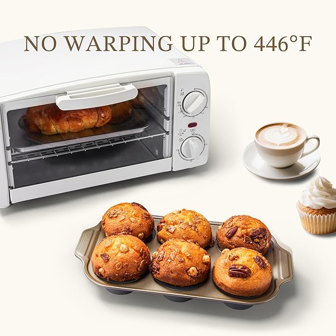 LCKitchen 2-Pack Foldable Nonstick Silicone Baking Pans, 6 Cups for Baking Muffins, Egg Bite, Brownies. Easy to pop and clean. Dishwasher Safe BPA Free.