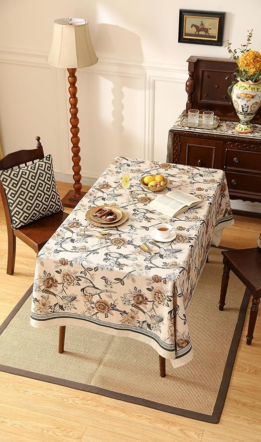 ISAENNE Designer Vintage Linen Square Large Tablecloth,67"x67"-Murad A