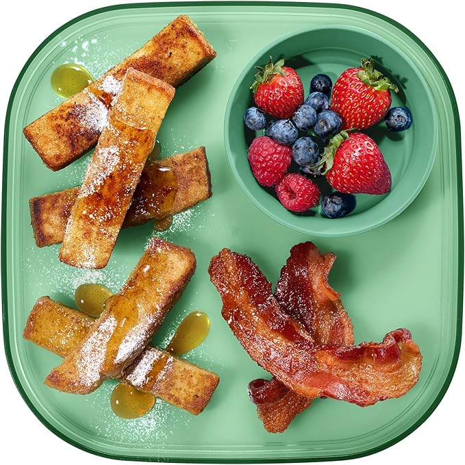 Madesmart Dipware Reusable Dining Plate, Serving Tray for Appetizers and Snacks, Sandwiches, Hummus, Sauces, Stackable & Removable Dip Bowl, Sage