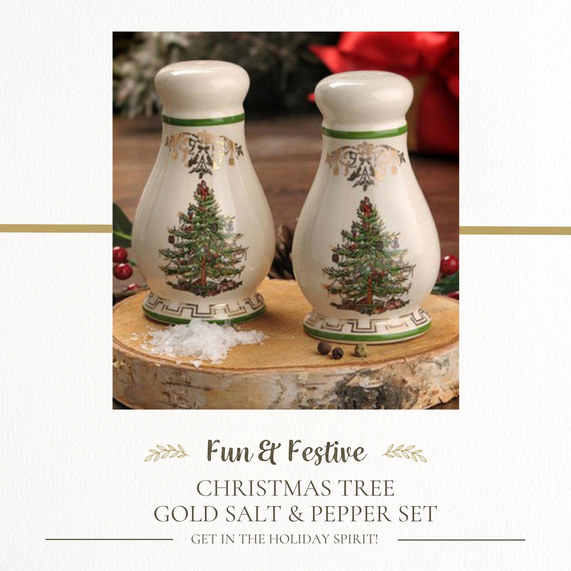 Spode Christmas Tree Gold Salt & Pepper Set – Gold, Set of 2