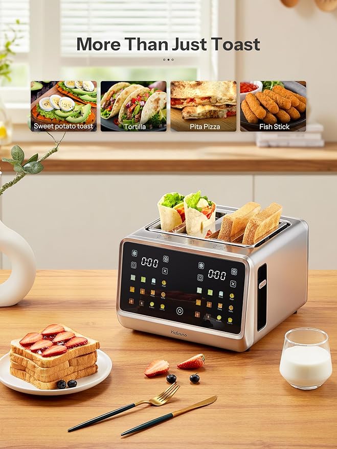 Yabano 4-Slice Toaster Smart Touch Control with Extra Wide Slots