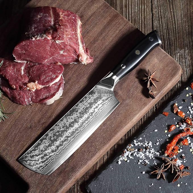 PAUDIN 7 Inch Nakiri Knife, Ultra Sharp Damascus Kitchen Knife