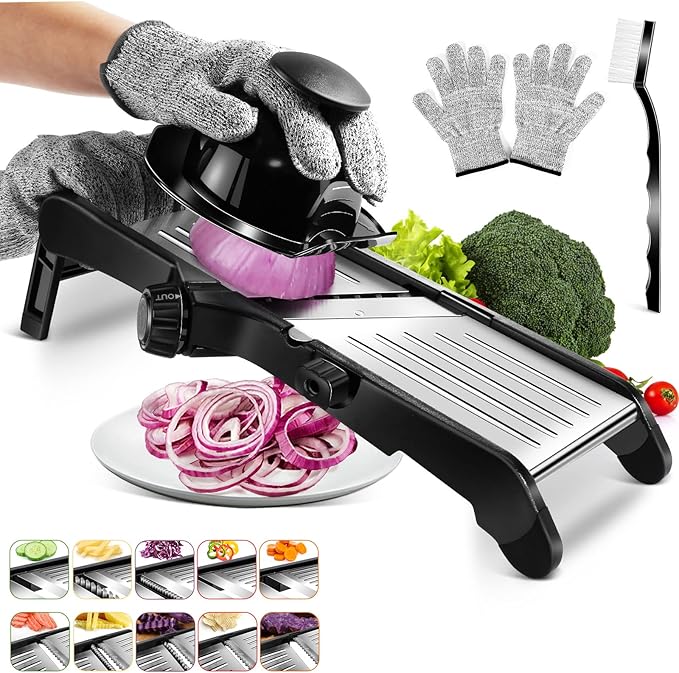 Mandoline Slicer for Kitchen, Adjustable Stainless Steel Food Slicer
