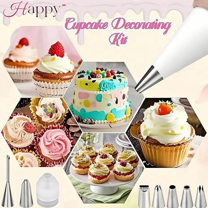 Reusable Piping Bags and Tips Set - 16inch Pastry Bags for Cake Decorating, Cupcakes, Cookies | Durable Cotton Exterior, Easy to Clean, Eco-Friendly Baking Kit for Home Bakers & Chefs(14)