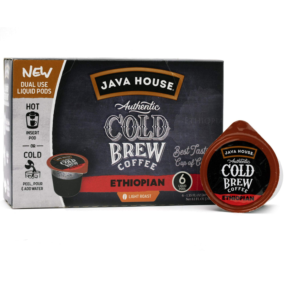 Java House Cold Brew Coffee, Colombian Medium Roast Coffee Concentrate Liquid Pods - 1.35 Fluid Oz (Pack of 60) Enjoy Hot or Iced