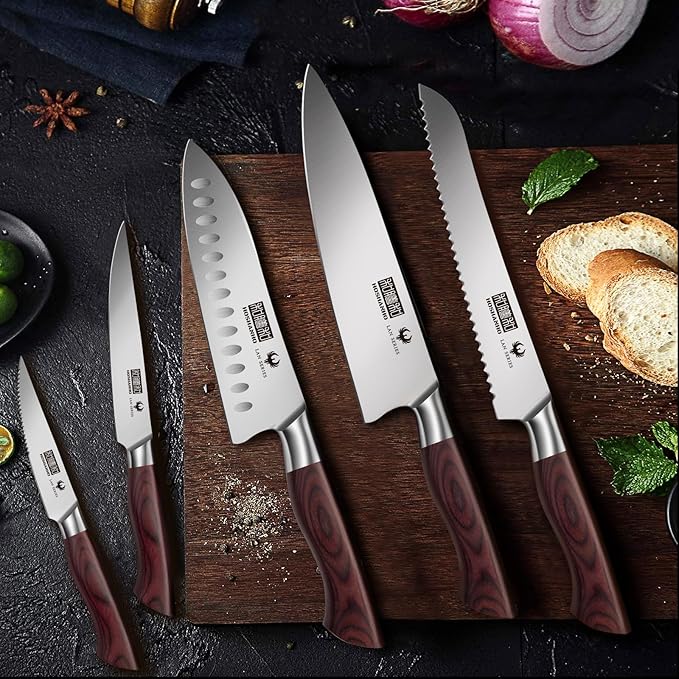 HOSHANHO 18PCS Kitchen Knife Block Set, Sharp Chef Knives with Sharpener