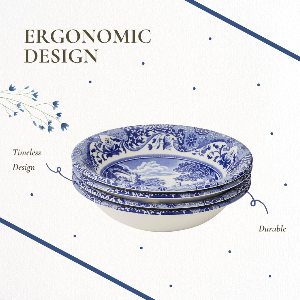 Spode Blue Italian Ascot Cereal Bowl, Set of 4