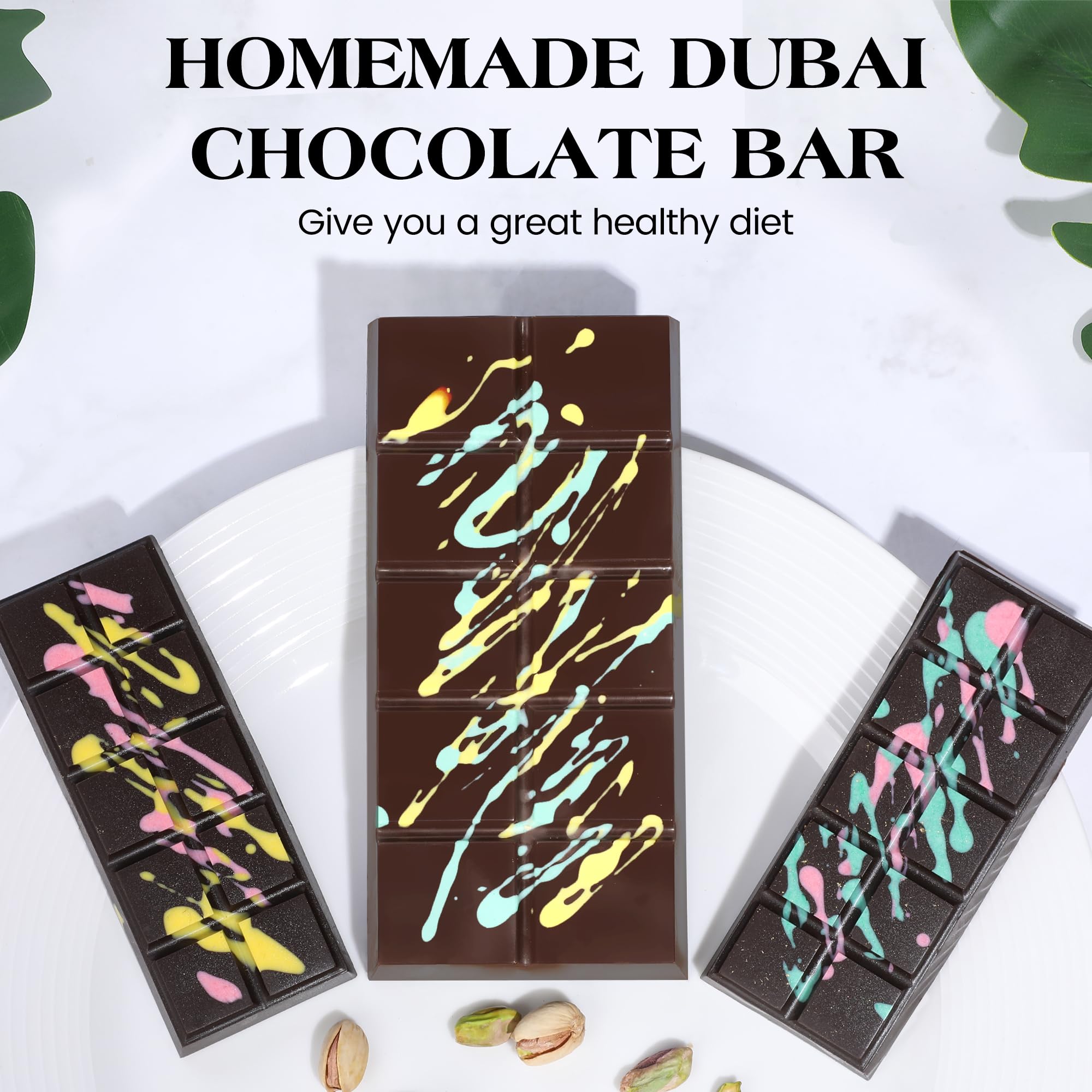 KASHME 1 Pc Chocolate Bar Mold Deep Large Chocolate Molds Silicone Break Apart Thick Silicone Molds for Candy Bar, With 100 Pcs Bags and 1 Pc Scraper Set (10 Snap）