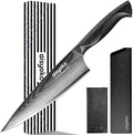 aisyoko Damascus Chef Knife 8 Inch Sharp Kitchen Knife Japan VG-10 Stainless Steel Carbon Ultra Sharp Kitchen Cooking Knife, Ergonomic G10 Handle Deluxe Gift Box