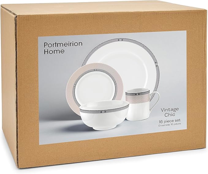 Portmeirion – Portmeirion Home – Vintage Chic Dinnerware Set, Set of 16
