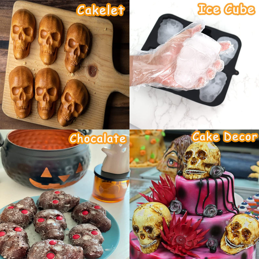 Halloween Baking Skull Cake Pan Molds, Silicone Pirate Cakelet Tin