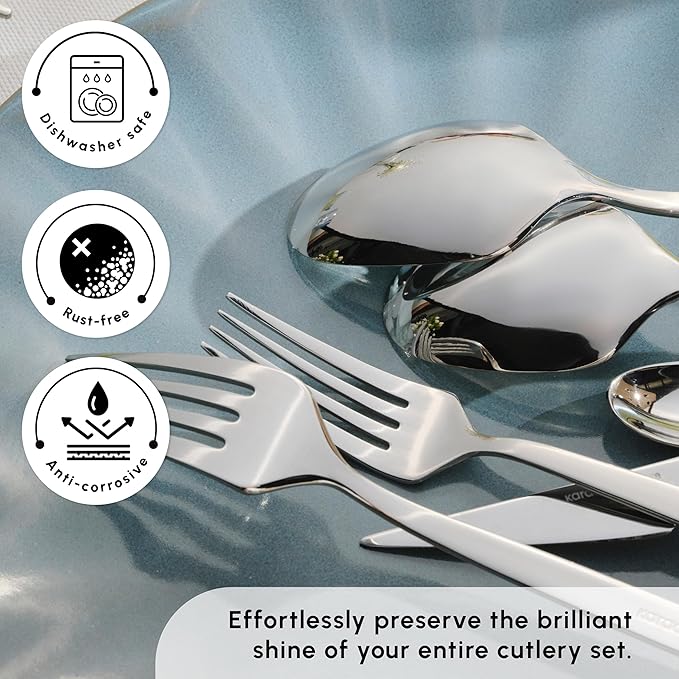 Karaca Thor 84-Piece Table Silverware Cutlery Set with Box, Stainless Steel in Elegant Box, Stylish and Durable Cutlery for Demanding Table Culture