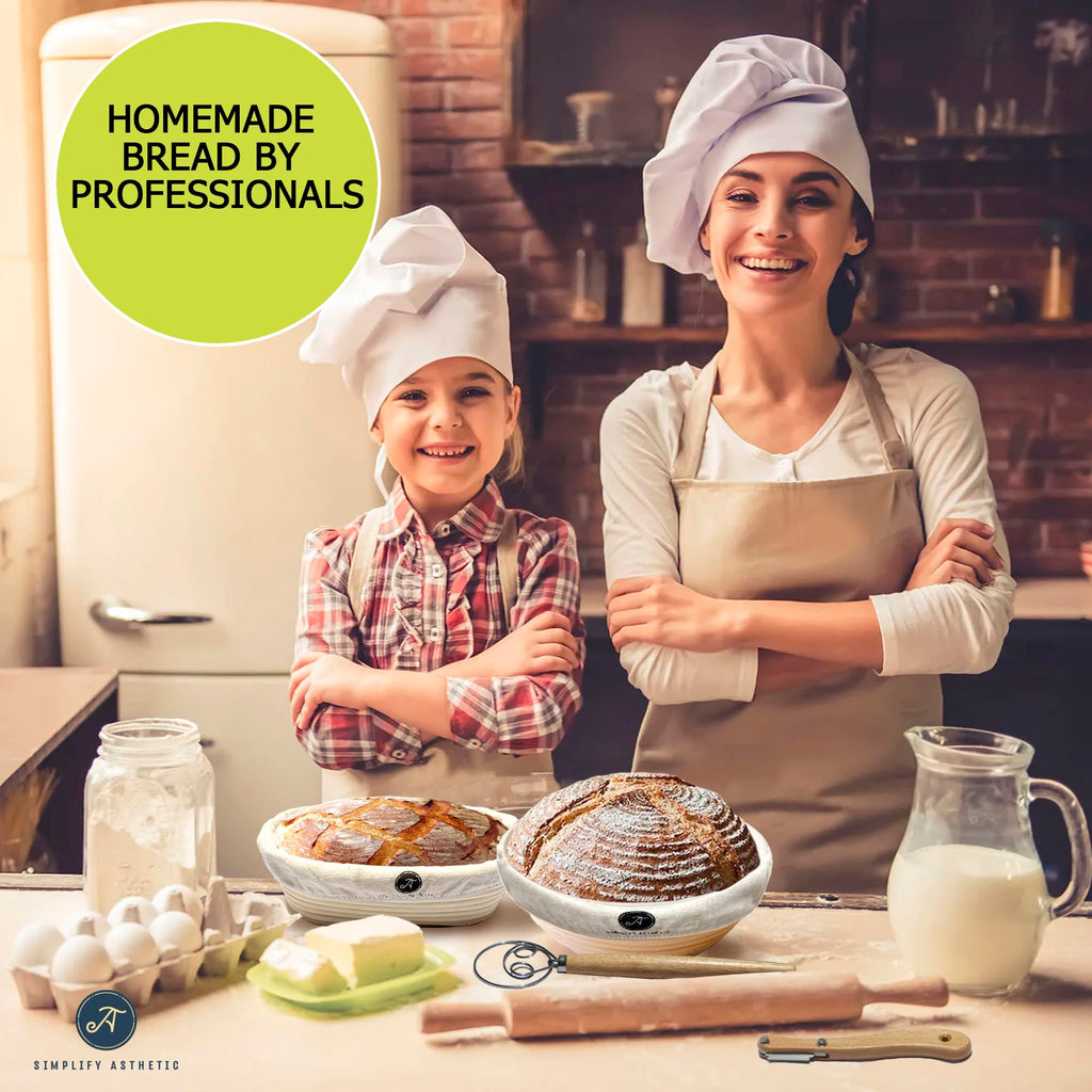 Premium Banneton Bread Proofing Basket - A Complete Sourdough Bread Baking Kit - Bread Baking Supplies - Sourdough Starter Jar Kit