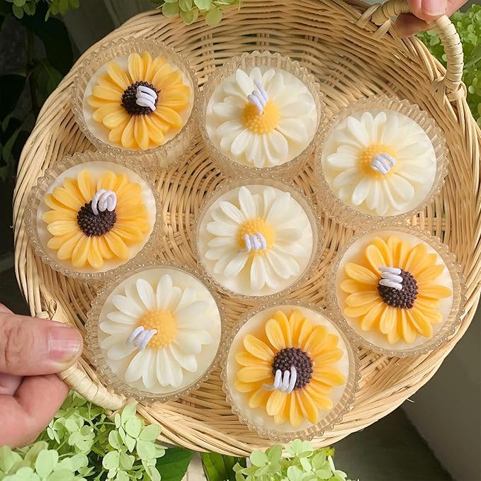 MGLIFEUL 2PCS 3D Flower Candle Making Molds Moldes de Silicona para Velas