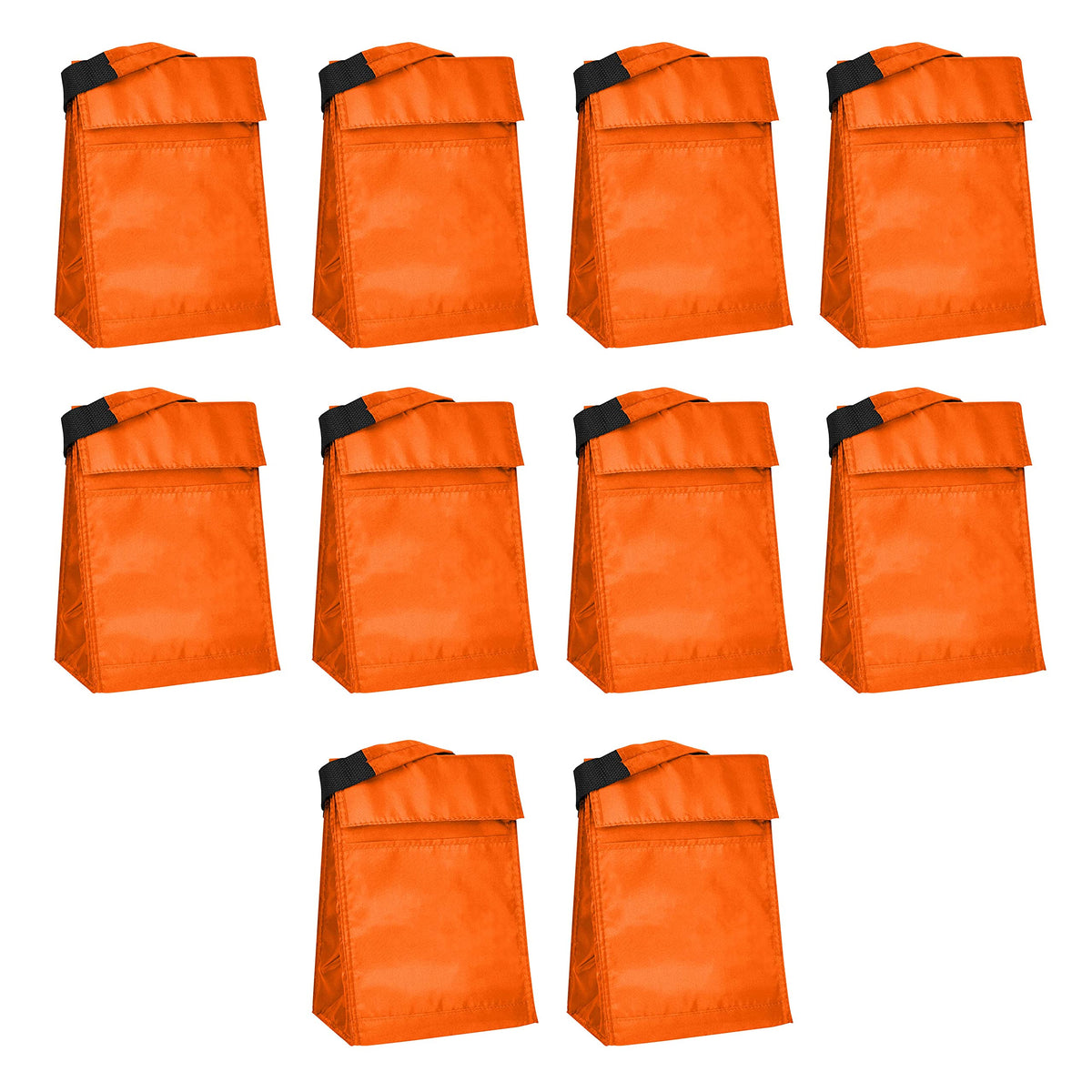 DISCOUNT PROMOS 10 Hook and Loop Insulated Lunch Bags Set - Polyester, Durable, Vibrant, Reusable - White