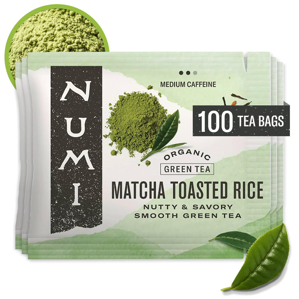 Numi Organic Matcha Toasted Rice Tea, 100 Green Tea Bags, Medium Caffeine