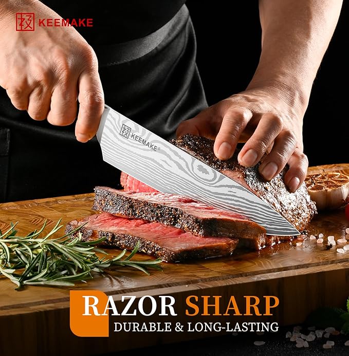 KEEMAKE 8" Chef Knife, Ultra Sharp Kitchen Knife with Ergonomic Handle