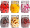 ComSaf Round Glass Jars with Airtight Lids 25 oz 6 Pack Pickling