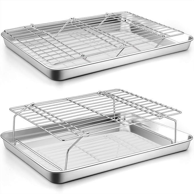 P&P CHEF 16 Inch Baking Sheet with Rack Set, Pans with Stackable Racks