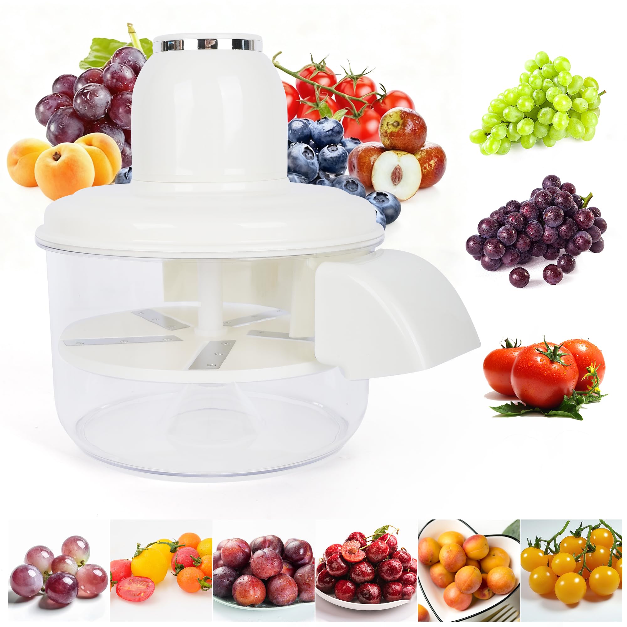NKDFRI Automatic Grape Peeler Machine, Electric Garlic & Cherry Tomato Peeler Skin Remover Tool for Small Fruits, Effortless Peeling for Home Kitchen (White-1PC)
