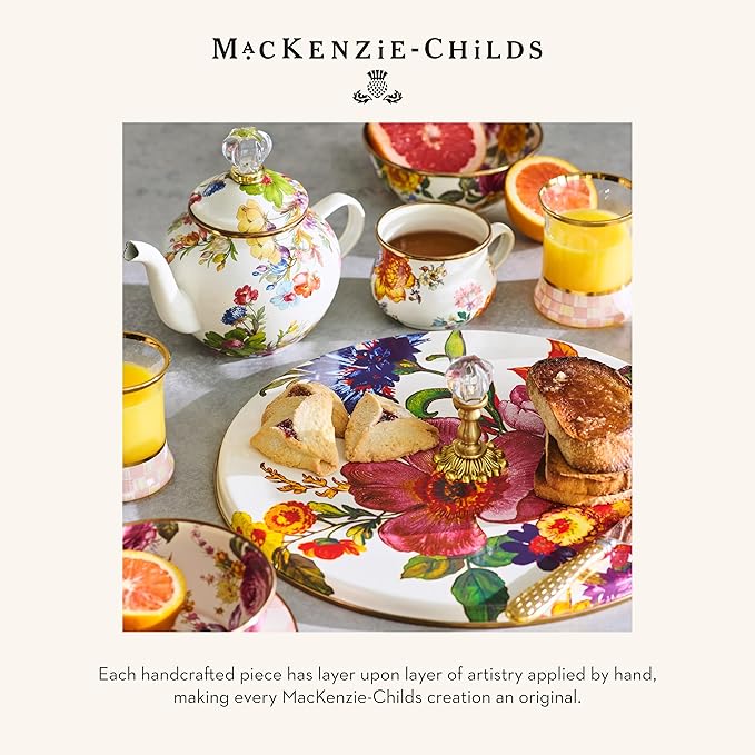 MACKENZIE-CHILDS Enamel Squashed Pot, White Flower Market