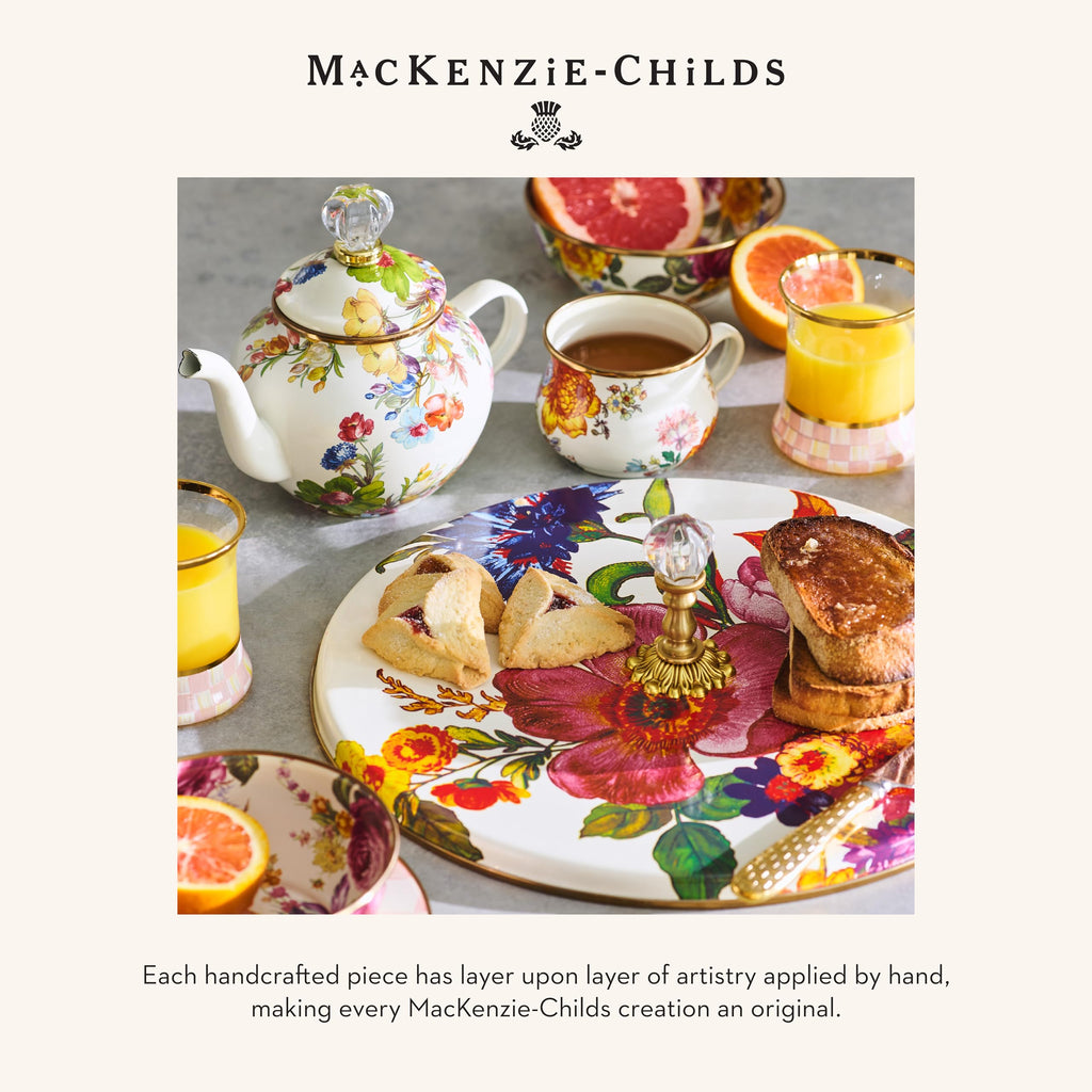 MACKENZIE-CHILDS Enamel Squashed Pot, White Flower Market