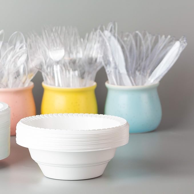 PLASTICPRO Round Plastic 12 ounce Bowls Microwaveable 200 Count