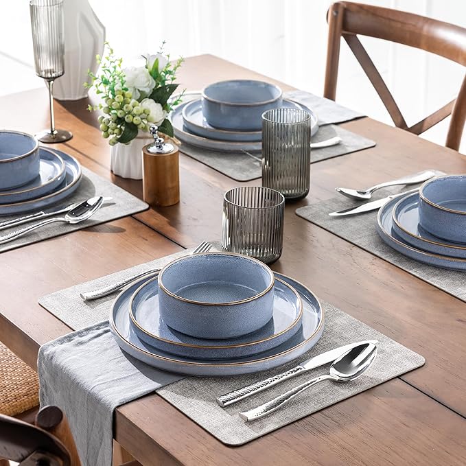 GBHOME Dinnerware Sets for 4, 12 Pieces Ceramic Plates and Bowls Set