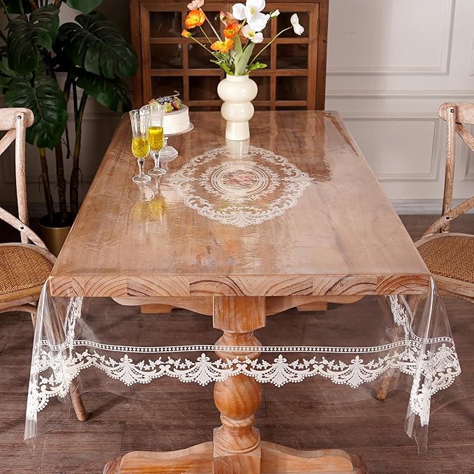 Artbloss Clear Table Cover Protector Vinyl Table Cloth, 60" x 120"