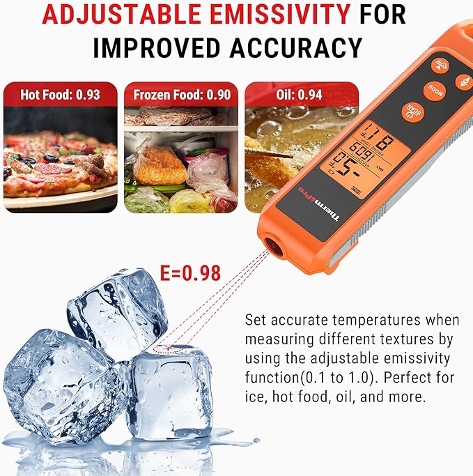TempPro TempScan 2-in-1 Infrared Thermometer Gun with Meat Probe