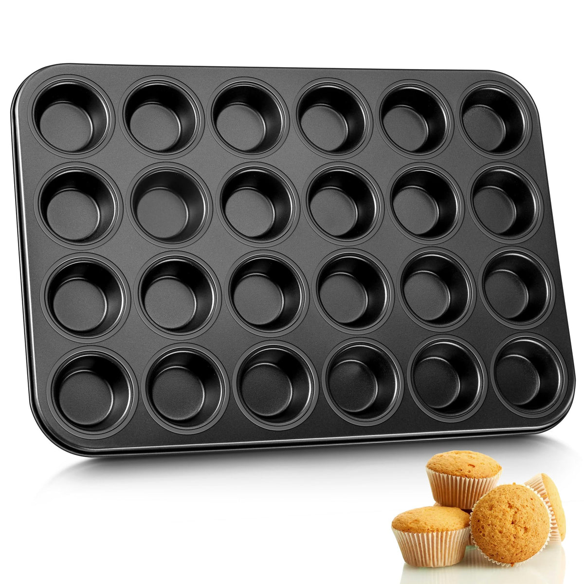 E-far 12-Cup Muffin Pan Set of 4, Stainless Steel Cupcake Pan for Oven