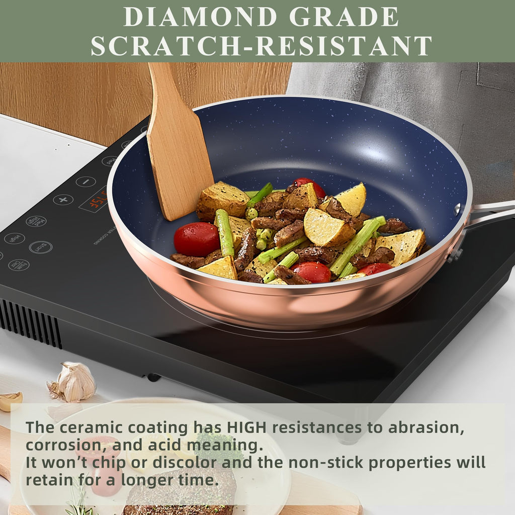 Nuwave Healthy Duralon Blue Ceramic Nonstick Cookware Set, PFAS Free
