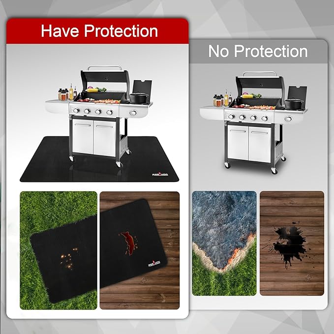 Upgrade 48 x 30 Inch Under Grill Mats for Outdoor Grill, 2mm Thick