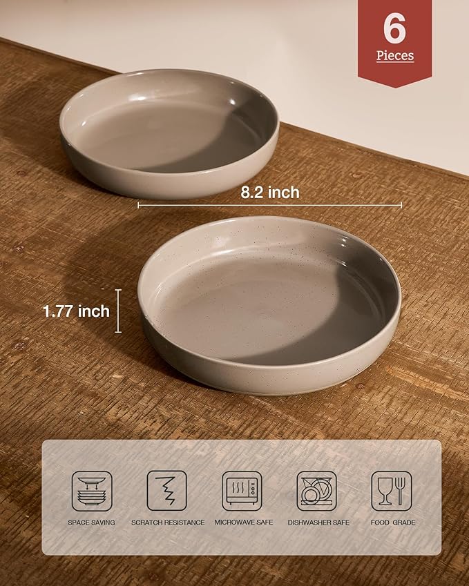 famiware Milkyway 33 oz Pasta Bowls Set of 6, Cinnamon Brown