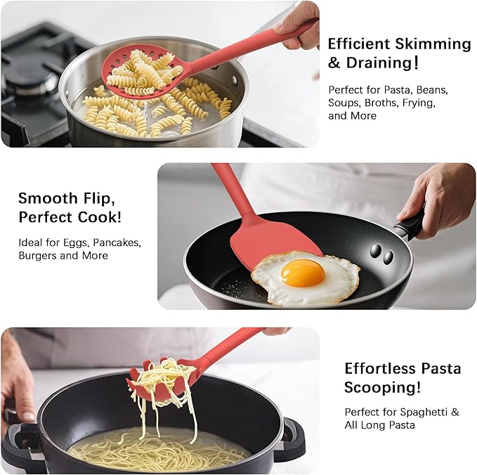 Coukre Silicone Kitchen Cooking Utensils Set, Heat Resistant, 14-Piece