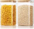 Large Glass Storage Containers 168oz, 2 Pack Pantry Jars with Bamboo Lids