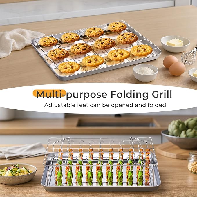 P&P CHEF 15.4” Air Fryer Basket for Oven, Baking Pan with Racks