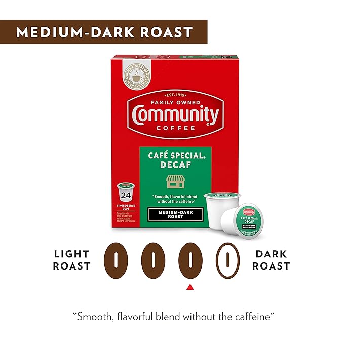 Community Coffee Cafe Special Decaf 72 Count Coffee Pods, Medium Dark Roast Decaf, Compatible with Keurig 2.0 K-Cup Brewers, 12 Count (Pack of 6)