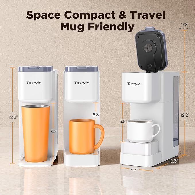 Tastyle Hot & Iced Coffee Maker with Magnetic K-Pod Holder, Fits 7.3'' Mug