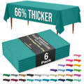 Exquisite 66% Thicker Premium Plastic Table Cloth Rectangle Table Cover 0.5 Mil 6 Pack Teal Table Cloth 54 Inch x 108 Inch Disposable Tablecloth Won't Tear Easily Like Cheap Thin Brands
