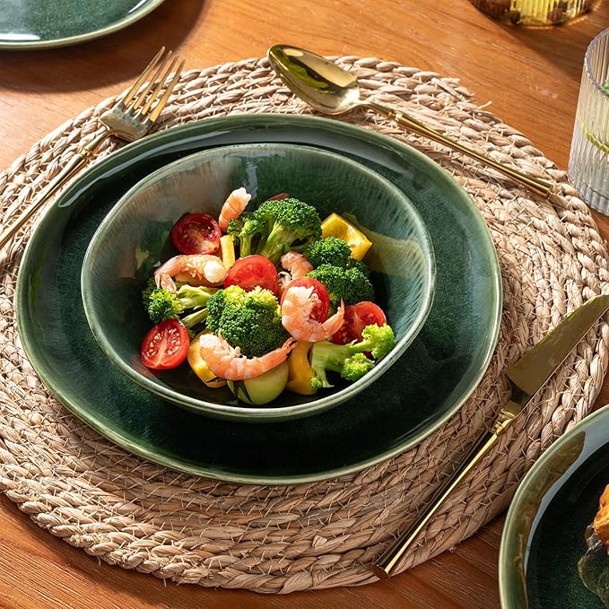 AmorArc Ceramic Dinnerware Sets for 4, 12Pcs Plates and Bowls Sets Dishes