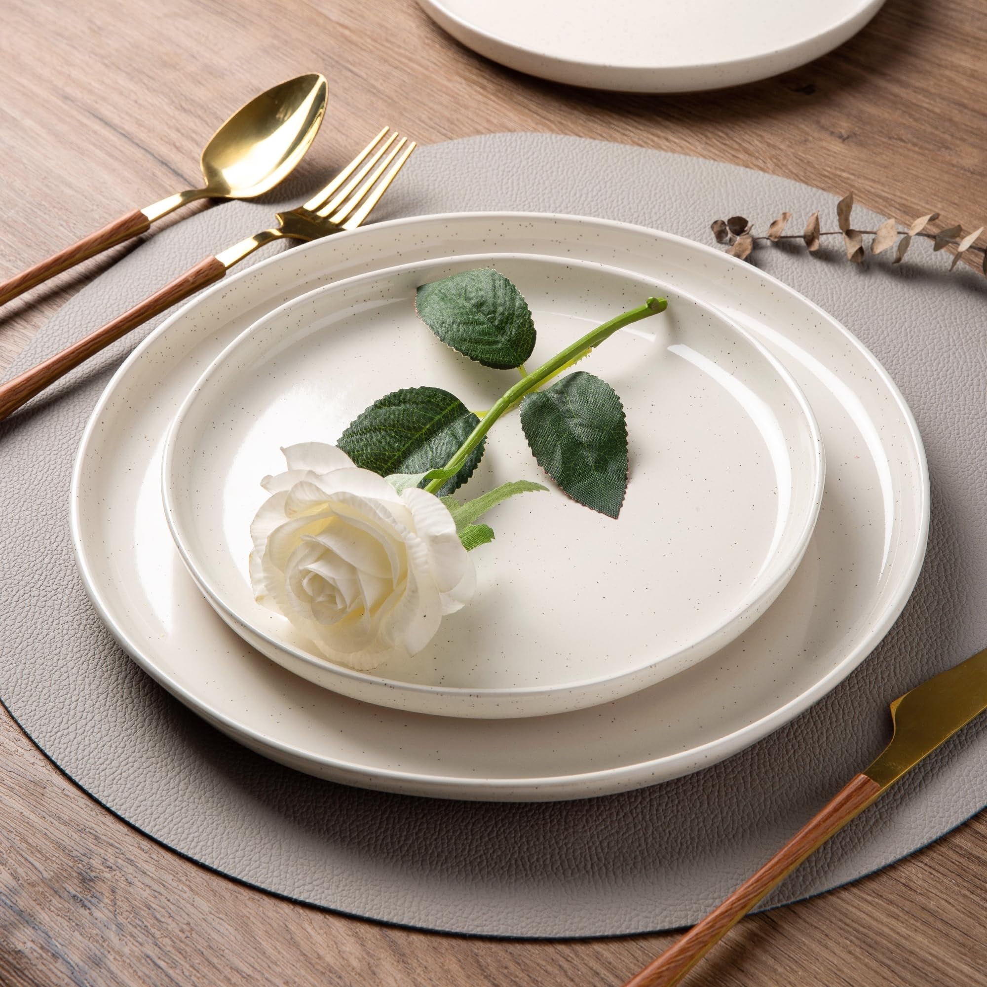 AmorArc Dinnerware Sets for 8, 32 Pieces Ceramic Plates and Bowls Set
