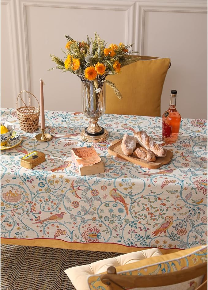 patdrea Vintage French Linen Tablecloth,Rectangular,79"x55"-Magnolia