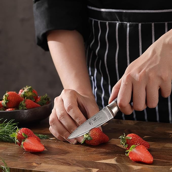 Wakoli EDIS Kitchen Knife Set, 6-Piece VG10 Core Damascus, Pakkawood Handle