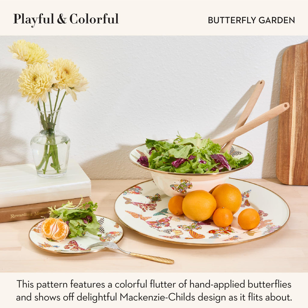 MACKENZIE-CHILDS Enamel Dessert Plate, Butterfly Garden