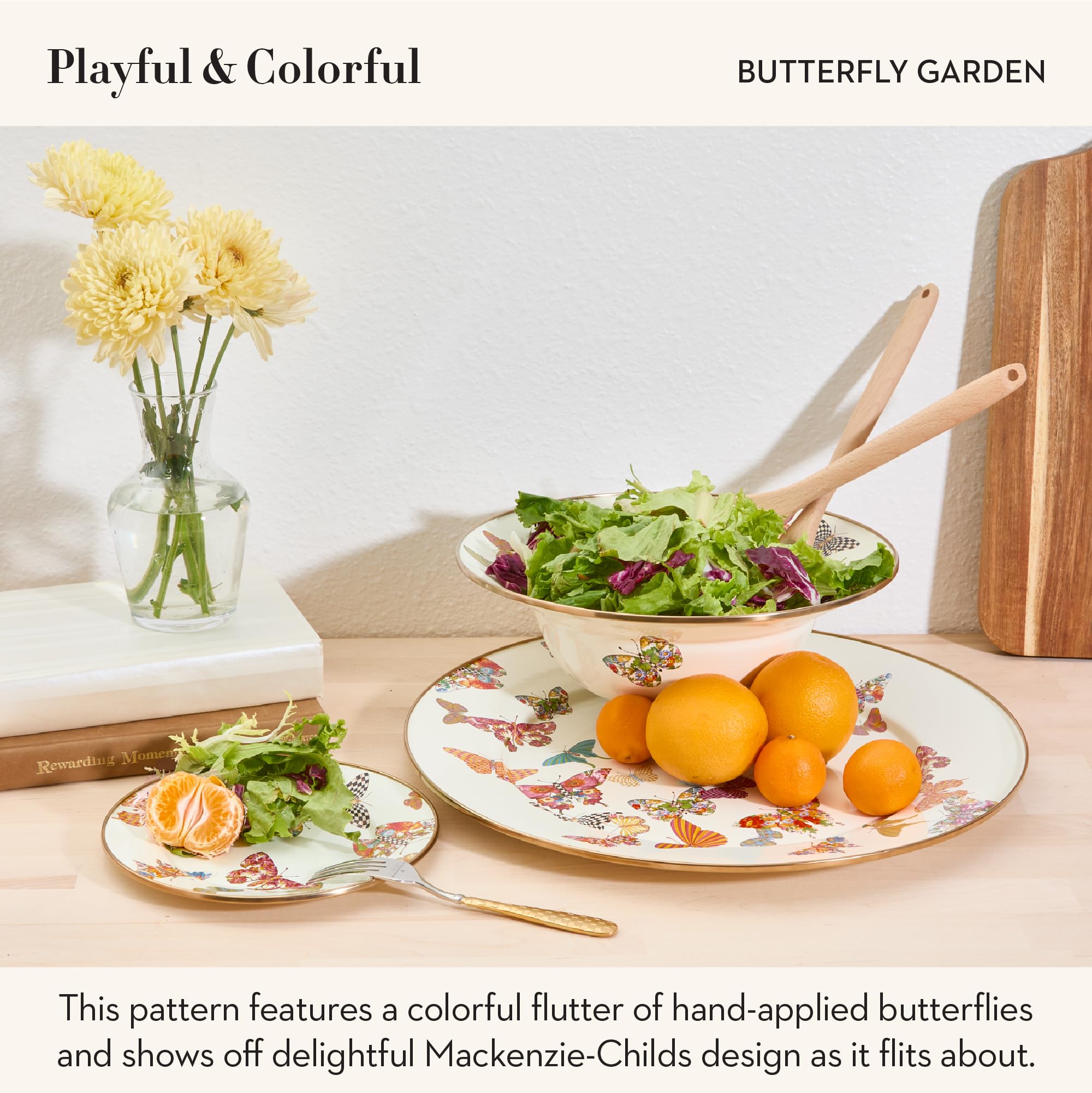 MACKENZIE-CHILDS Enamel Dessert Plate, Butterfly Garden