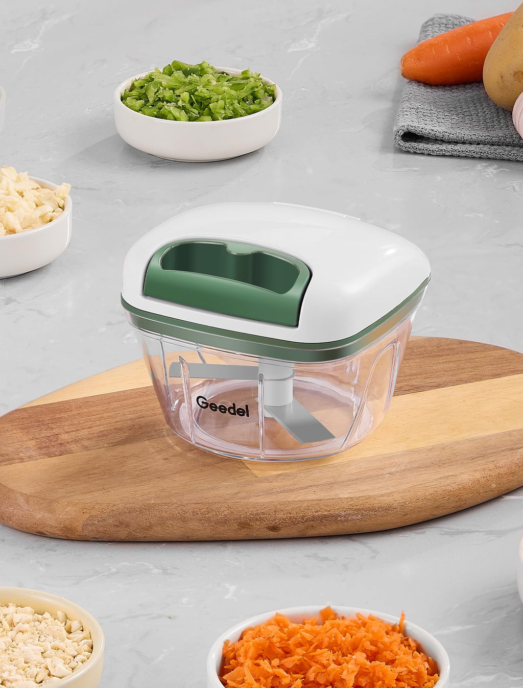 Geedel Vegetable Chopper, Manual Food Chopper with Hand Pull String, 500ml