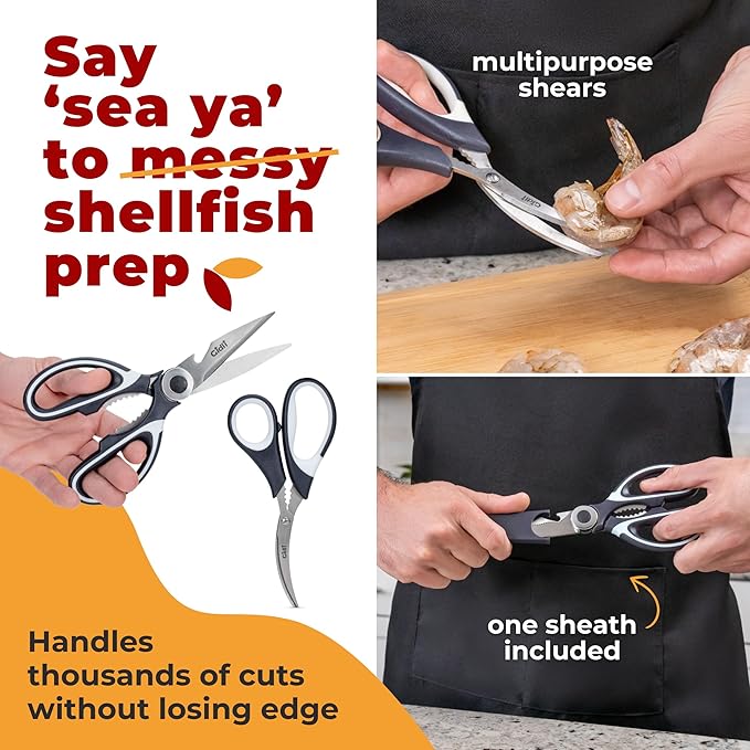 Gidli Kitchen Shears & Seafood Scissors Set - Lifetime Replace. Warranty*