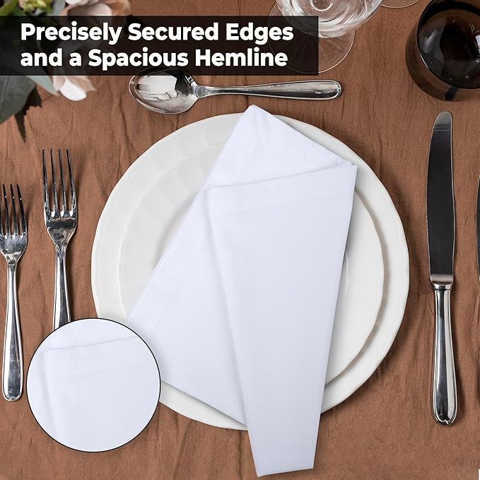 Urban Villa White Cloth Dinner Napkins 100% Cotton (Set of 12) 18x18 Inches